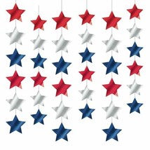Red Silver Blue Stars Doorway Foil Star 6 String Decoration July 4th Patriotic - £5.46 GBP