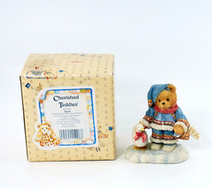 Enesco Cherished Teddies Figurine 617237 Ingrid Bundled Up w Warm Wishes 3&quot; Vtg - £7.81 GBP