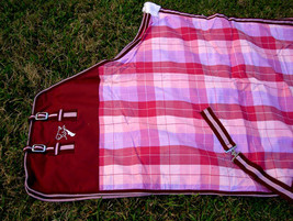 84&quot; Horse Cotton Sheet Blanket Rug Summer Spring Pink Burgundy 5328 - $729.07 MXN