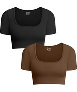2 Pcs Ribbed square Neck Crop Tops - £43.98 GBP
