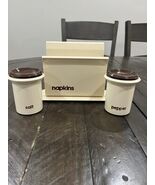 Vtg Sterlite Salt &amp; Pepper Shakers With Napkin Holder MCM Retro No Crack... - $27.73 CAD