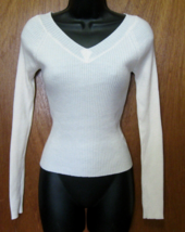 Energie Sweater Size Xl White Light Weight Sexy Tight Ribbed Knit Top Y2K Vtg - $19.75