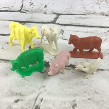 Vintage Farm Yard Animal Figures Lot Of 6 Solid Colors Plastic Livestock Toys  - £11.67 GBP