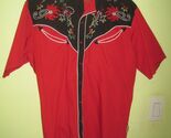 DRAGONFLY Western Red Black Skulls Short Sleeve Snap Button Shirt Sz M - $60.00