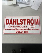 Vintage Plastic License Plate Insert Advertising Dealer DAHLSTROM CHEVRO... - $40.67 CAD
