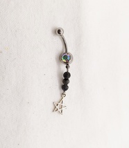 Sterling Silver Star &amp; Labradorite Gemstone Belly Ring Body Jewelry - 14 G - $11.30