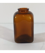 Vintage BROWN AMBER GLASS 4&quot; SNUFF JAR BOTTLE 3 Dots - $10.63