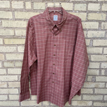Brooks Brothers 2XL XXL Non-Iron Slim Fit Brick Red Plaid Polo Shirt EUC - £22.96 GBP
