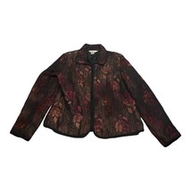 Christopher &amp; Banks Black Red Maroon Floral Blazer Cardigan Women&#39;s Size Large - £15.69 GBP