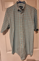 Ariat Pro Series Shirt Mens Sz L Blue Brown Plaid Button Down Short Sleeve - $20.37