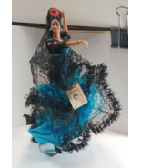 Vintage Marin Chiclana Spanish Flamenco Dancer Blue Dress, Made in Spain. - $15.99