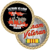 Vietnam Veteran Ribbon Agent Orange Dioxin Military 1.75&quot; Challenge Coin - £27.52 GBP