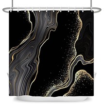 Blue Marble Shower Curtain, Light Blue Gold Modern Abstract Bathtub Rv D... - $28.99