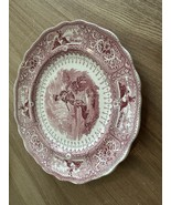 2 Antique Adams Caledonia Red Transferware Plates 5” 1840s England Marked - $49.45