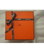 Hermes box square with ribbon tissue and dust bag for belt empty orange ... - €62,75 EUR