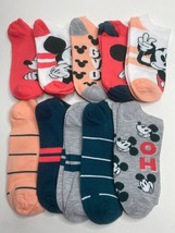 Disney Mickey Mouse Women&#39;s  No Show Socks 10 pair Peach Navy Blue Gray - £23.94 GBP