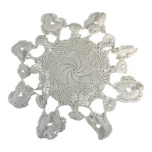 Vintage Crocheted Doilie Fancy 3d Flower SwirlEdge Design 11”x11” Center... - $18.69