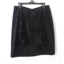 Lord &amp; Taylor Black Suede Leather Pencil Skirt Women size 12 Zip Up Clas... - £17.85 GBP