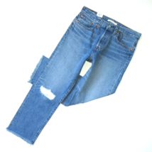 NWT Levi&#39;s Wedgie Straight in Uncovered Truth Fray Hem Rigid Crop Jeans 30 - $51.48