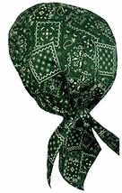 Paisley Doo-Rag Skull-Cap Usa Made With Sweatband Chemo Du-Bandana (Forest Green - £8.62 GBP