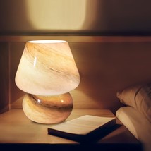 Mushroom Table Lamp, Vintage Mushroom Glass Night Lamps With 3 Color Dimmable Sw - £39.53 GBP