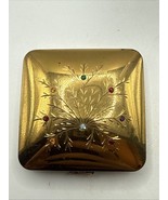 Volupte Golden American Beauty Compact Multi-colored Crystal Rare 1940’s - $21.78