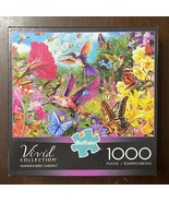 Buffalo Games Vivid Collection 1000 Pc Pizza - Hummingbird Garden w/ Poster - £10.17 GBP