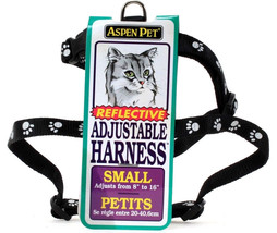 Aspen Pet Reflective Adjustable Cat Harness Black Small Adjusts From 8-16 Inch - £7.20 GBP