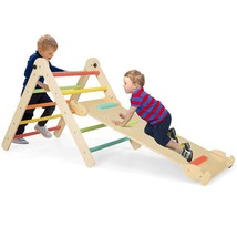 3-in-1 Climbing Set Foldable and Adjustable Kids Triangle Set-Multicolor... - $110.12