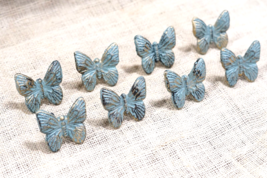8  Drawer Pulls Knobs Butterfly Decorative Cast Iron Cupboard Handle Hardware - £22.80 GBP