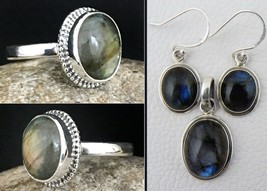 Argento Sterling Pietra Labradorite Handmade Set / Ring Combo Per Speciale - £66.88 GBP