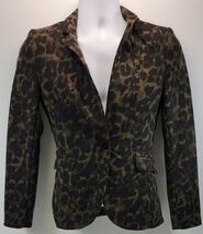 MM) Women's H&amp;M Cheetah Leopard Print Sports Coat Size 4 Green Tint - $11.87