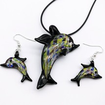 1Set Dolphin Lampwork Glass Murano Bead Necklace Earring FASHION There a... - $14.86