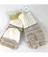 New Michael Kors Gloves Mittens Fingerless Knit Beige Cream Gold H3 - $45.05