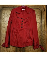 Cato Womens Red Button-Front Jacket With Waist Detail &amp; Pleated Back Medium - $266.66 MXN