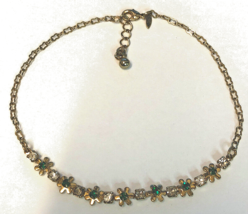 Avon SP Gold Tone May Birthstone Floral  &amp; Rhinestone Anklet•10 1/4 In. Dainty - £8.48 GBP