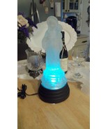 Frosted Mary &amp; Jesus Statue Art Sculpture On Waves &amp; Color Changing ligh... - $33.64