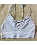 PINK Victoria&#39;s Secret Sz XS Gray Sparkles Bralette CrissCross Front Lig... - $12.88