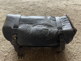 Vintage Hand Tooled Leather Saddle or Motorcycle Bag in Black - $143.55