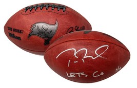 TOM BRADY Autographed &quot;Let&#39;s Go&quot; Duke Bucs Metallic Logo Football FANATI... - £2,827.68 GBP