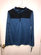 NWT Real Essentails Mens Small 1/4 Zip Pullover Shirt Space Dye Color Block - $9.89