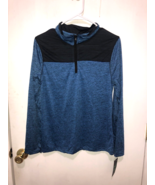 NWT Real Essentails Mens Small 1/4 Zip Pullover Shirt Space Dye Color Block - $9.89