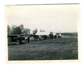 Vintage Single Engine Planes &amp; Pilots on Flightline Hangars &amp; Tower B&amp;W Photo - $17.80