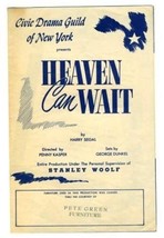 Civic Drama Guild of New York Program for Heaven Can Wait 1949 - £11.85 GBP