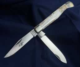 VTG American Blade AB-28 Trapper Folding Pocket Knife Polished Stag Hand... - £31.65 GBP