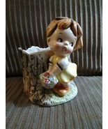 1950&#39;s Enesco Made in Japan Woodland Girl Small Ceramic Handpainted Planter - $24.74