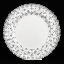 Spode Fleur de Lys Grey Dinner Plate, Vintage Bone China Platinum Trim 1... - $22.50