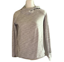 Gap Fit Women’s XS Gray Hoodie Pullover Funnel Neck Zippered Pockets Thumb Holes - £9.47 GBP