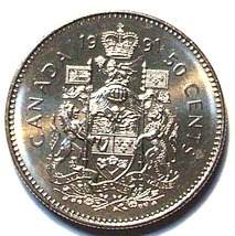 1991 Uncirculated Canadian Half Dollar - Low Mintage - £6.25 GBP