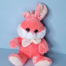 Easter Bunny Rabbit Plush Peach White Pink Glitter Eyes Stuffed Animal 13&quot; - £17.11 GBP